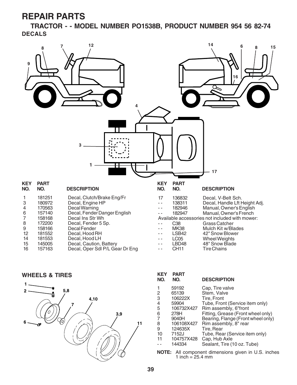 Repair parts | Poulan 182946 User Manual | Page 39 / 48