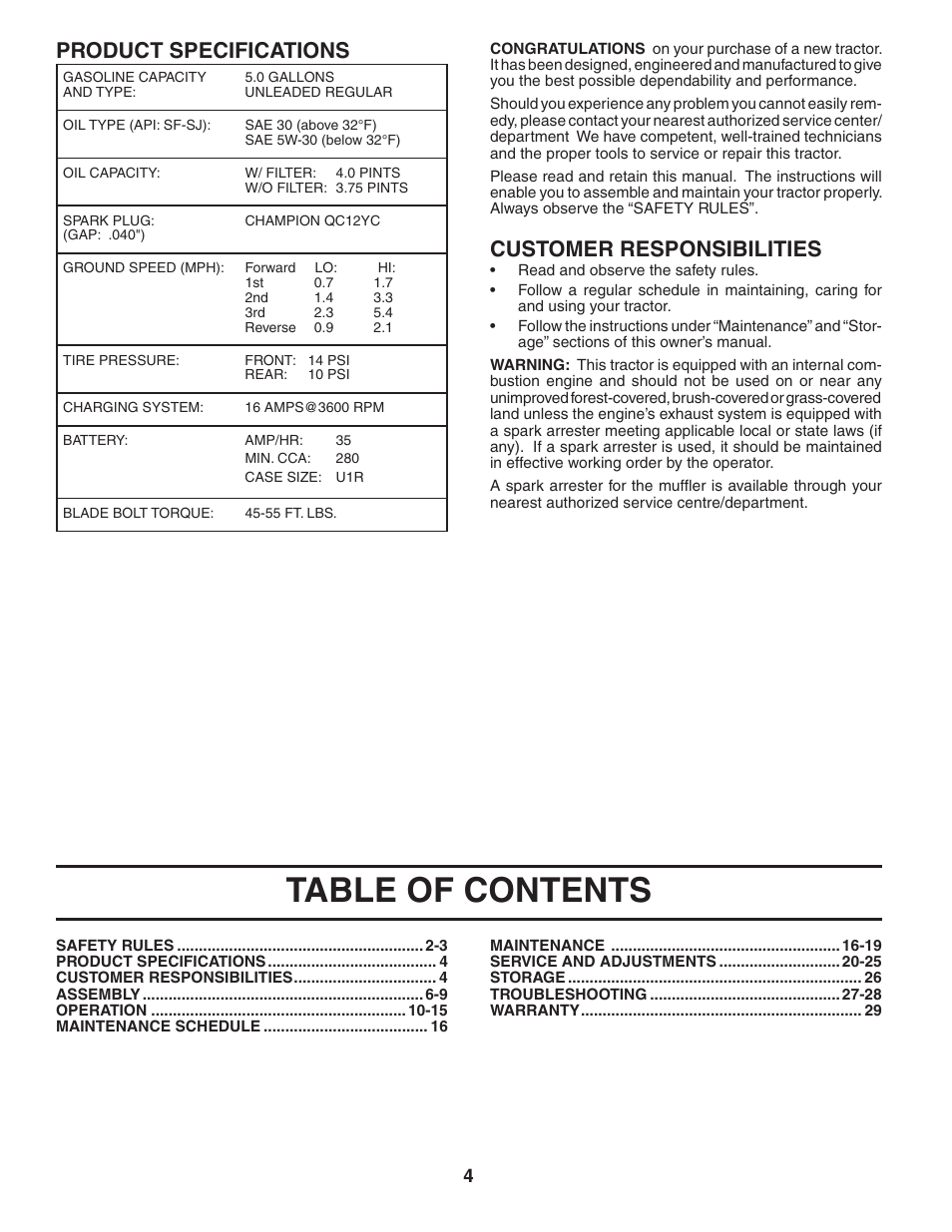 Poulan 194604 User Manual | Page 4 / 34