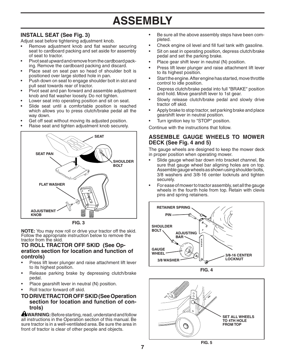 Assembly | Poulan 194604 User Manual | Page 7 / 34