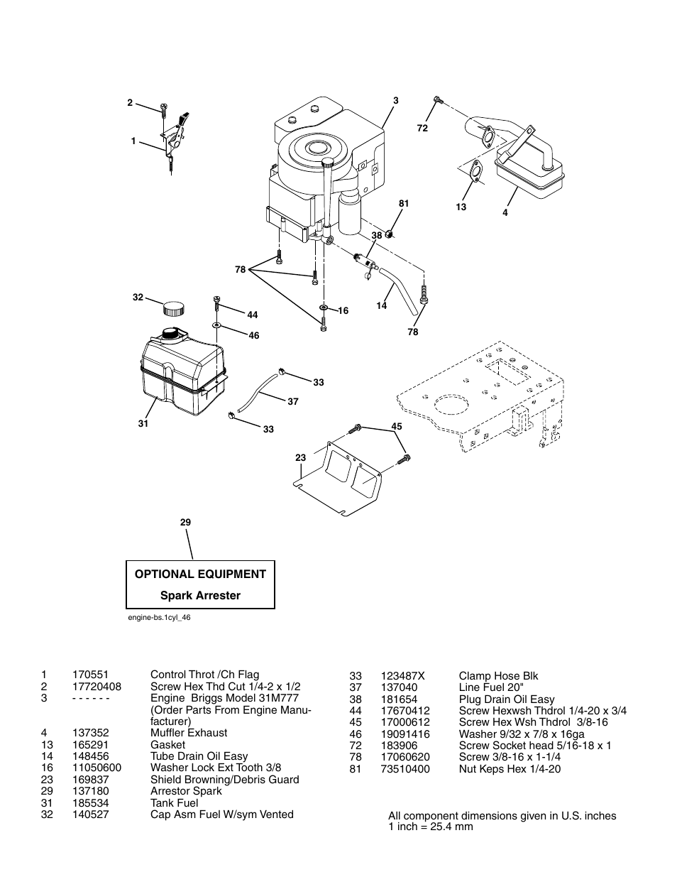 Repair parts, Engine | Poulan 279370 User Manual | Page 40 / 48