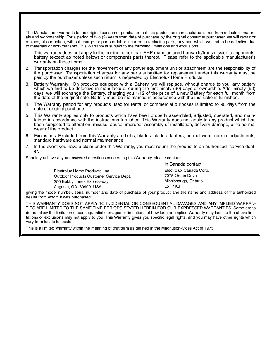 Limited warranty | Poulan 279370 User Manual | Page 45 / 48