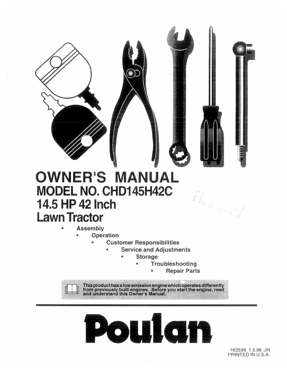 Poulan 163598 User Manual | 44 pages