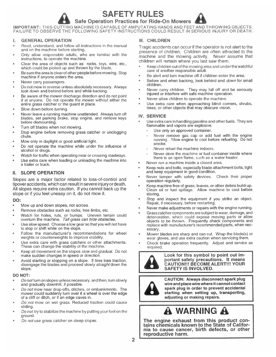 Warning, Lafe opi | Poulan 163598 User Manual | Page 2 / 44