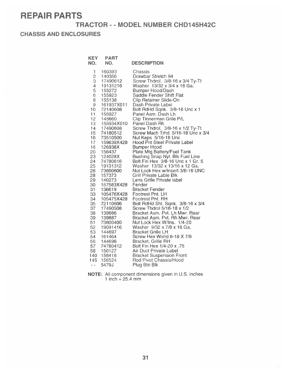 Closures, Parts, Repair | Tractor | Poulan 163598 User Manual | Page 29 / 44