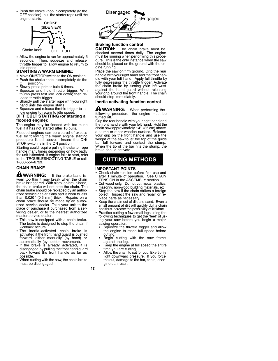 Cutting methods | Poulan 530163152 User Manual | Page 10 / 18