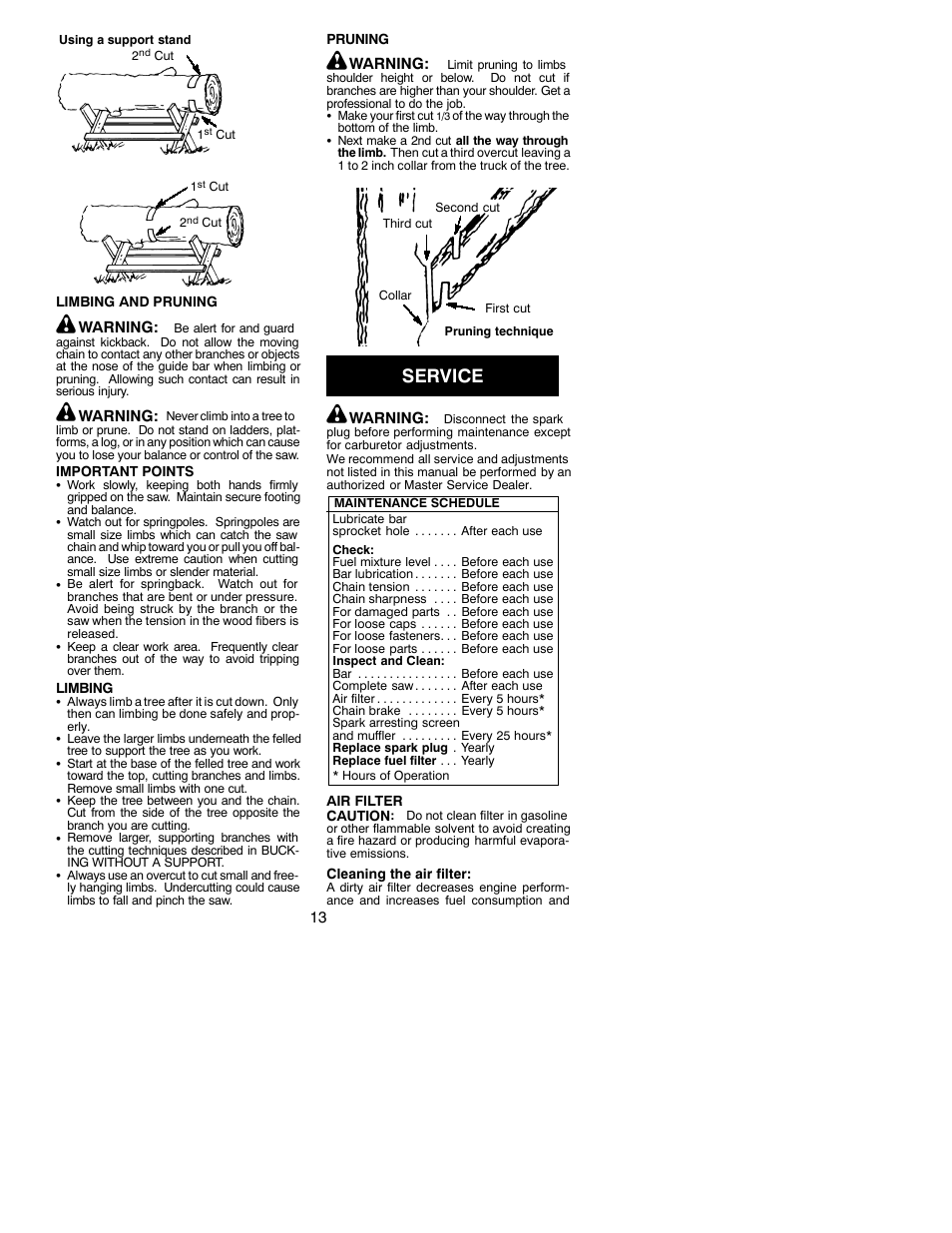 Service | Poulan 530163152 User Manual | Page 13 / 18