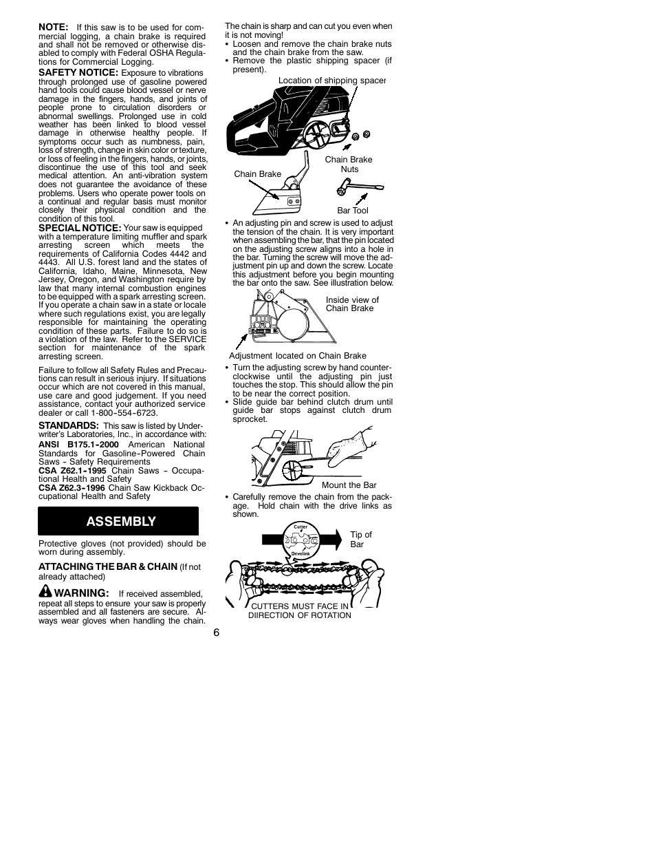 Assembly | Poulan 530163152 User Manual | Page 6 / 18
