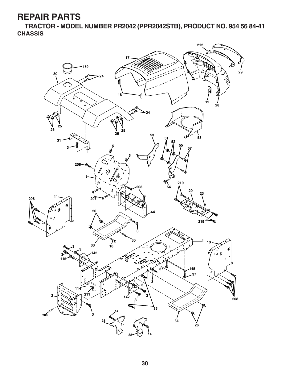 Repair parts, Chassis | Poulan 183247 User Manual | Page 30 / 48