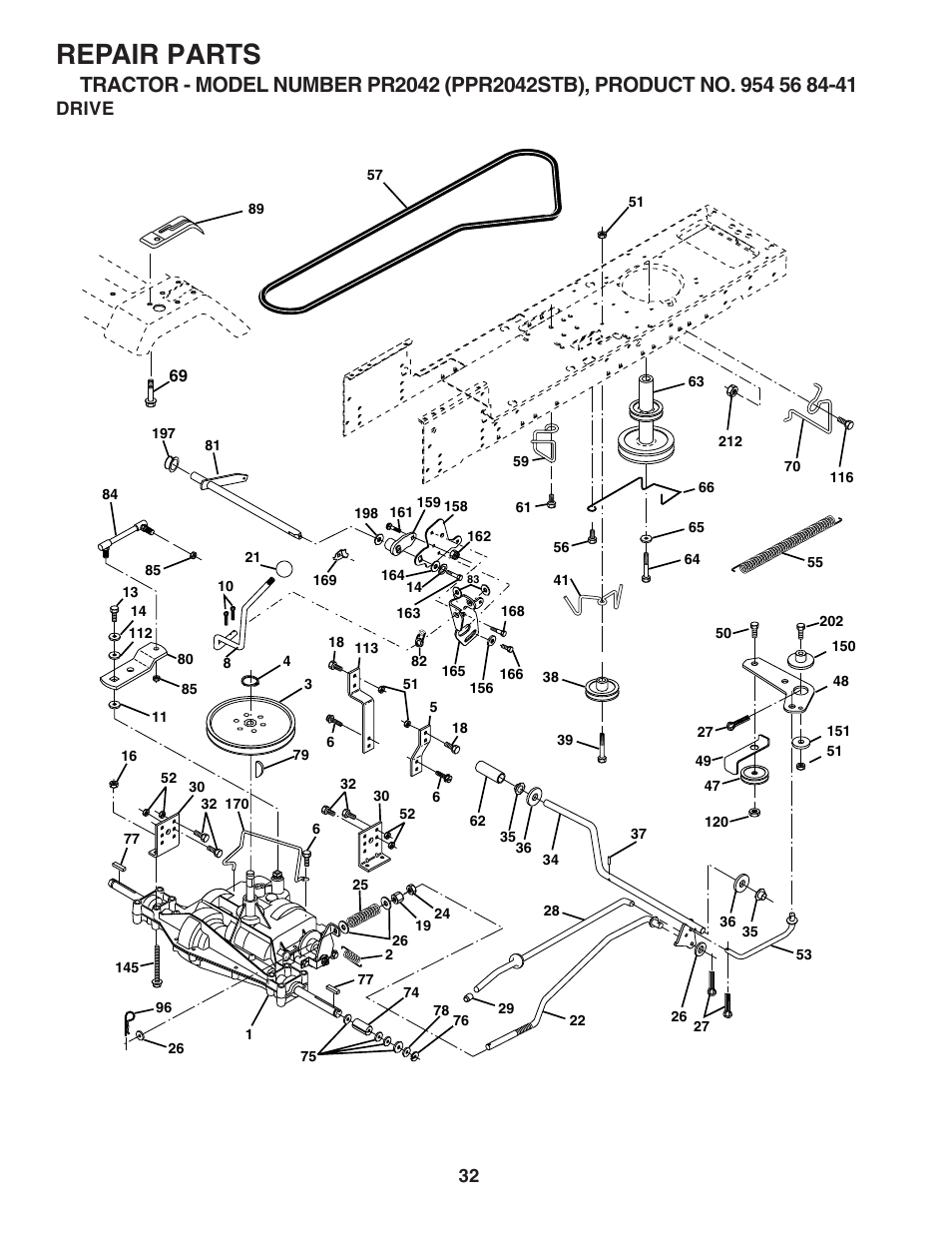 Repair parts, Drive | Poulan 183247 User Manual | Page 32 / 48