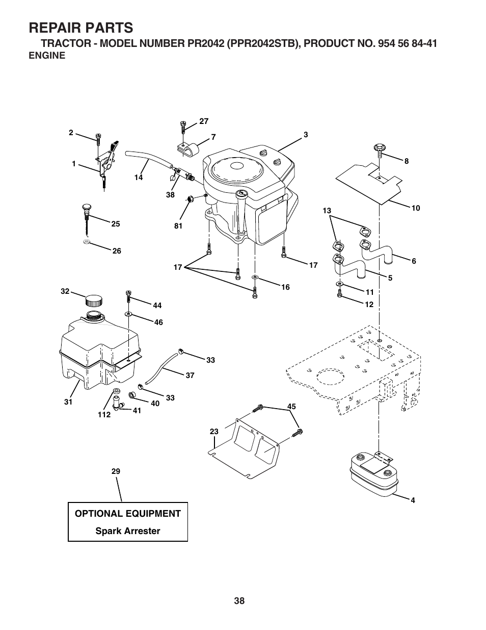 Repair parts | Poulan 183247 User Manual | Page 38 / 48
