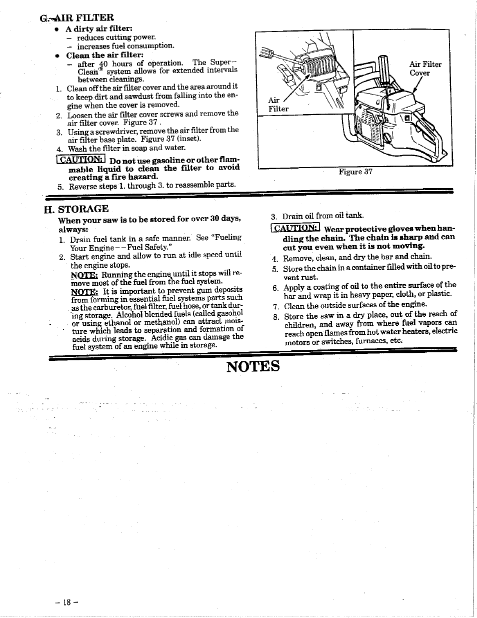 G.^r filter, H. storage, I caunomij | Poulan 425 User Manual | Page 18 / 24