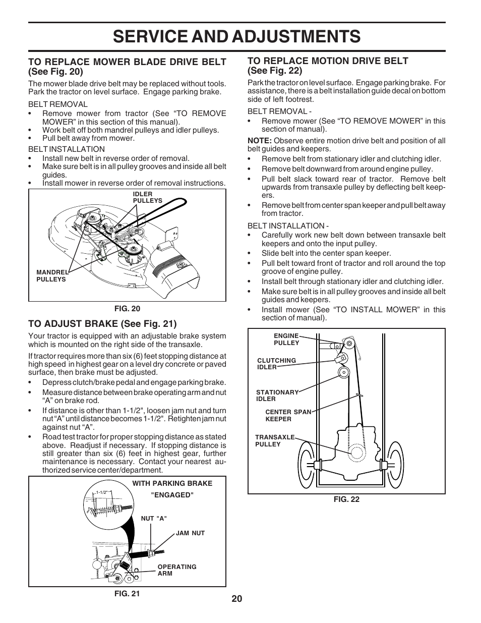 Service and adjustments | Poulan 183384 User Manual | Page 20 / 48