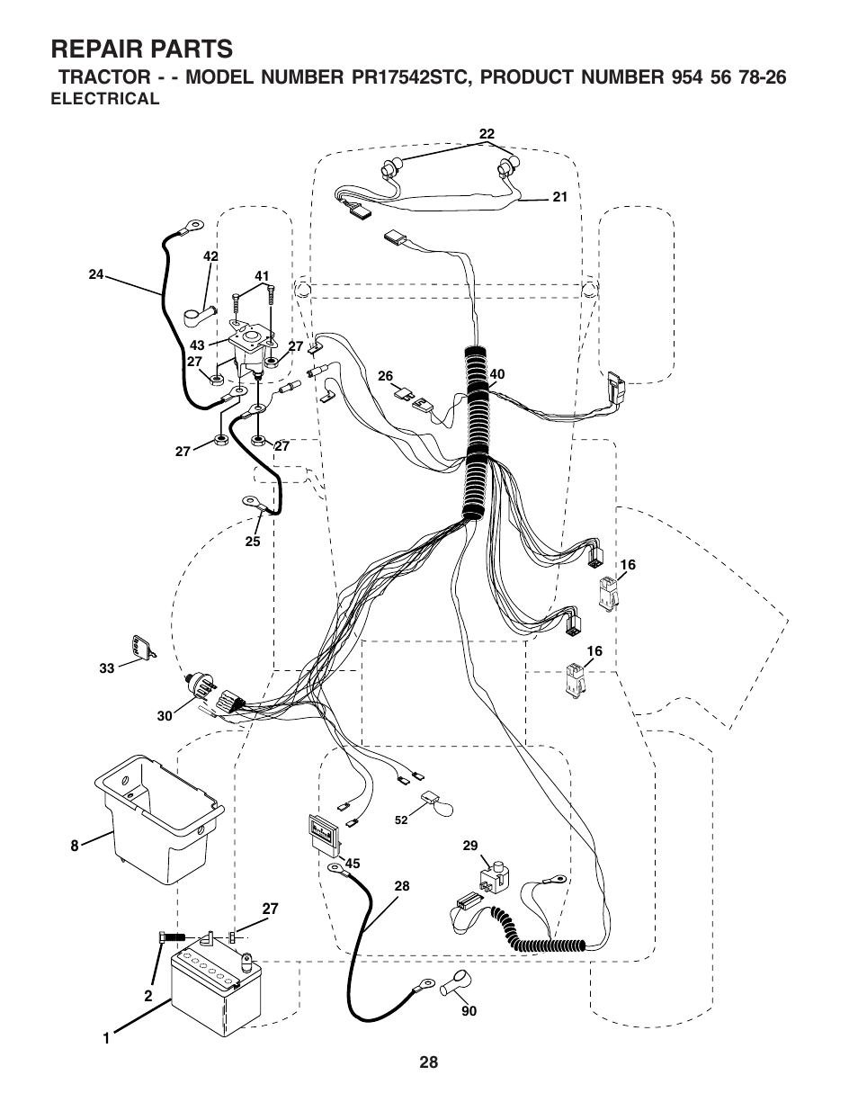 Repair parts, Electrical | Poulan 183384 User Manual | Page 28 / 48