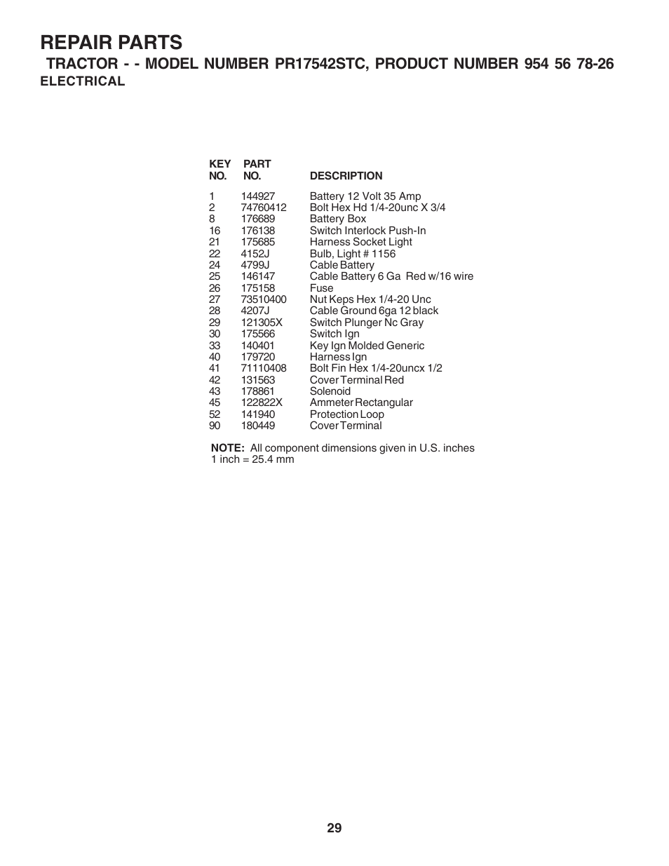 Repair parts | Poulan 183384 User Manual | Page 29 / 48