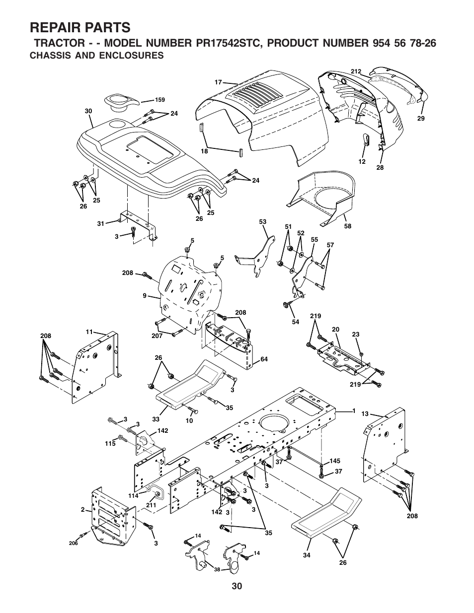 Repair parts, Chassis and enclosures | Poulan 183384 User Manual | Page 30 / 48