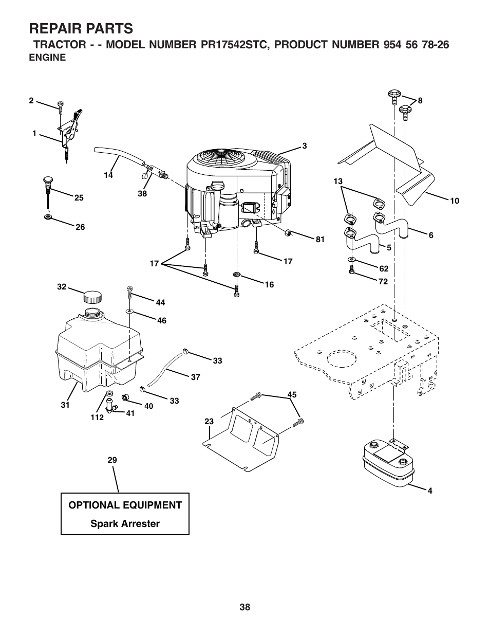 Repair parts | Poulan 183384 User Manual | Page 38 / 48