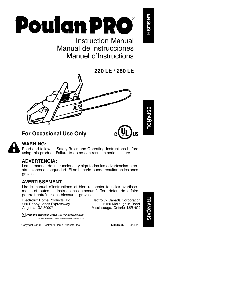 Poulan 530086532 User Manual | 18 pages