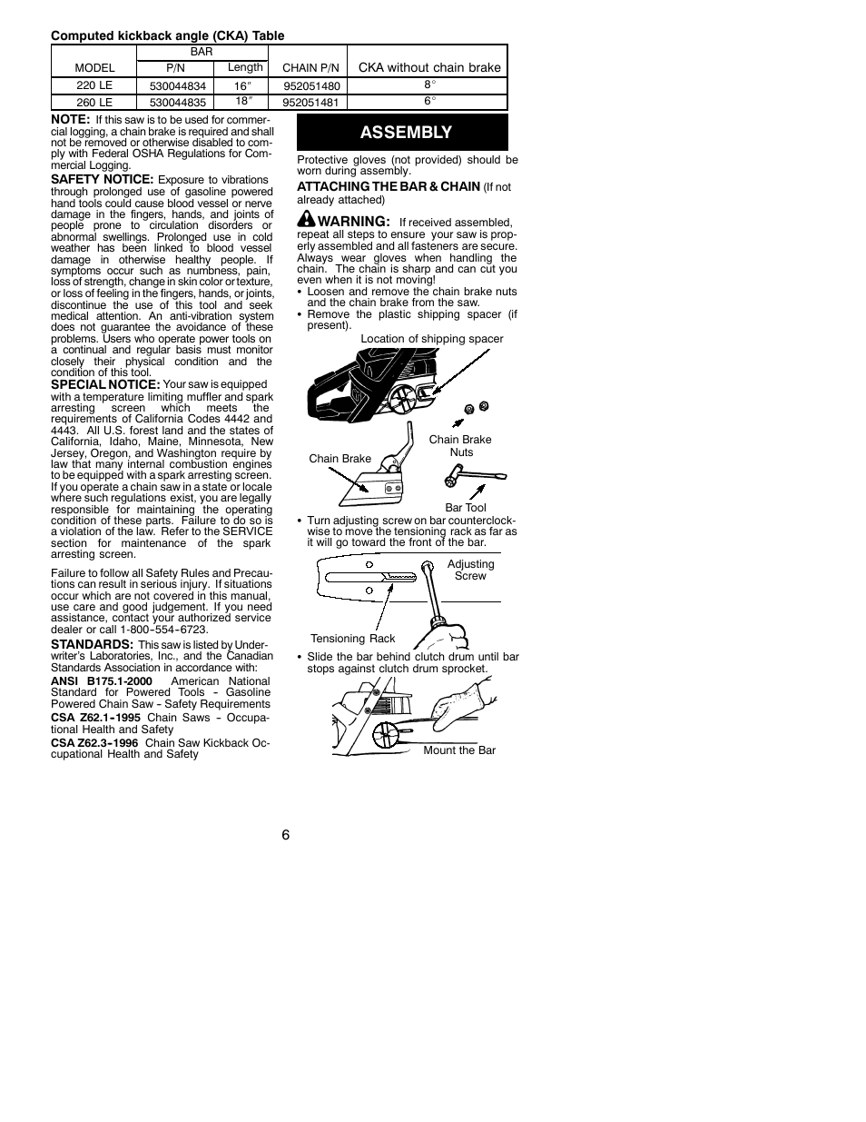 Assembly | Poulan 530086532 User Manual | Page 6 / 18