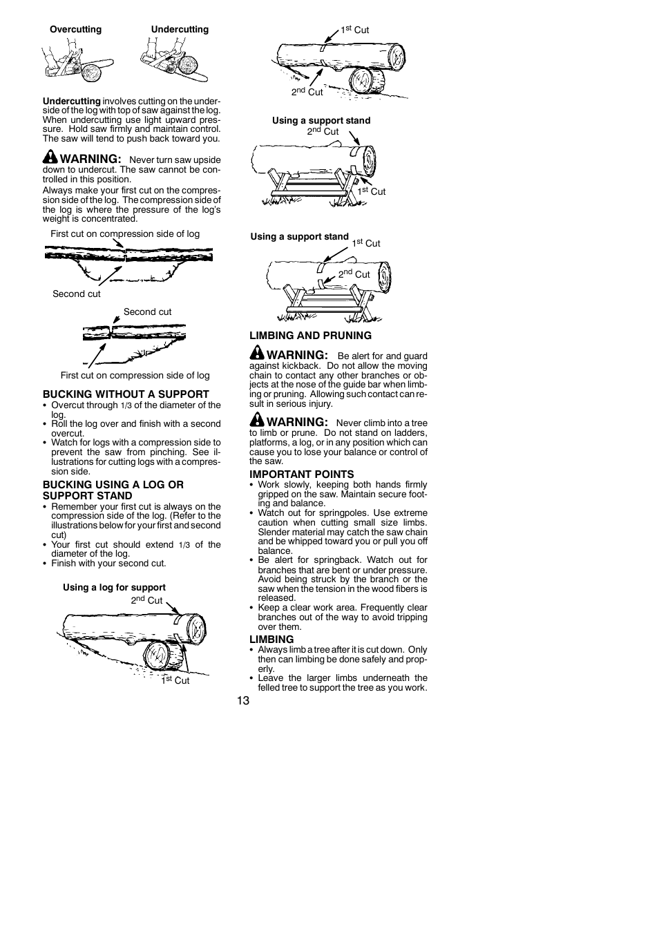 Warning | Poulan 545123817 User Manual | Page 13 / 19