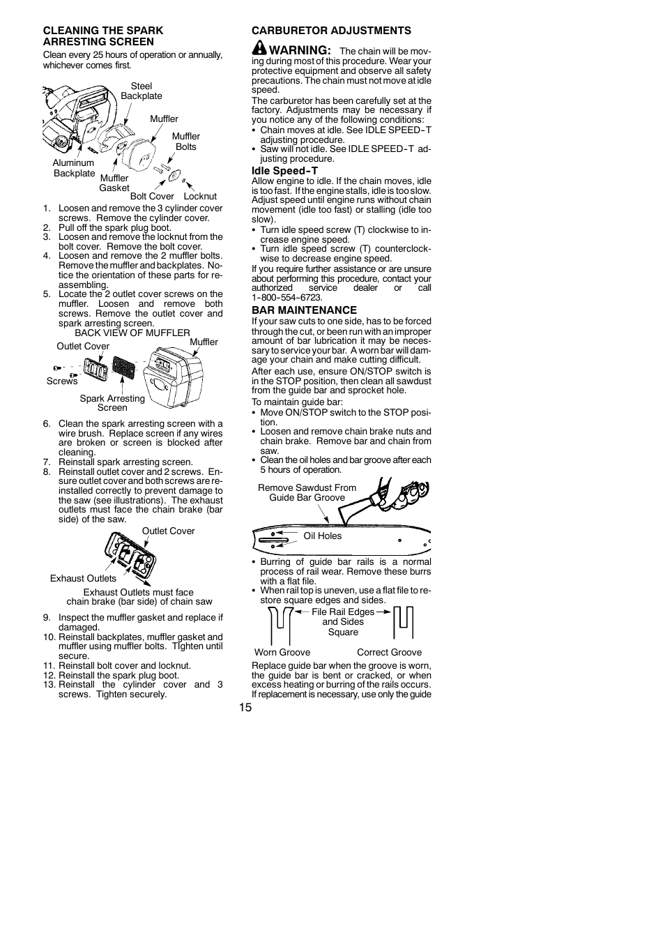 Warning | Poulan 545123817 User Manual | Page 15 / 19