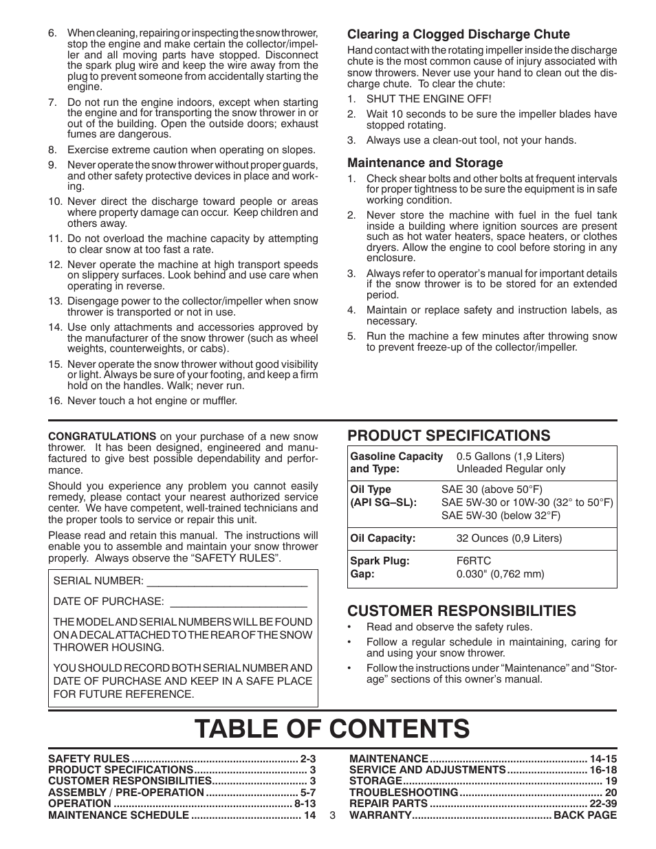 Poulan 96194000901 User Manual | Page 3 / 40