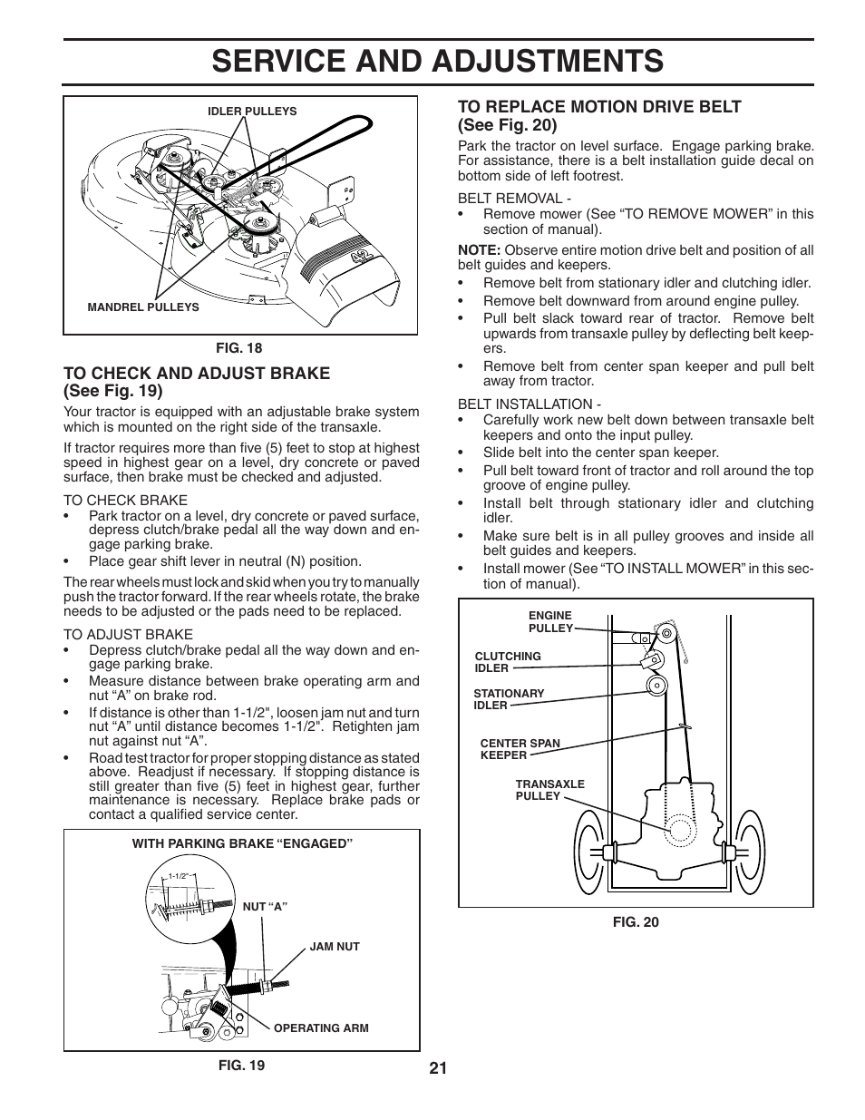 Service and adjustments | Poulan 403315 User Manual | Page 21 / 30