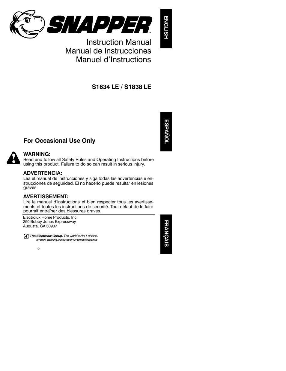 Poulan S1634 LE User Manual | 18 pages