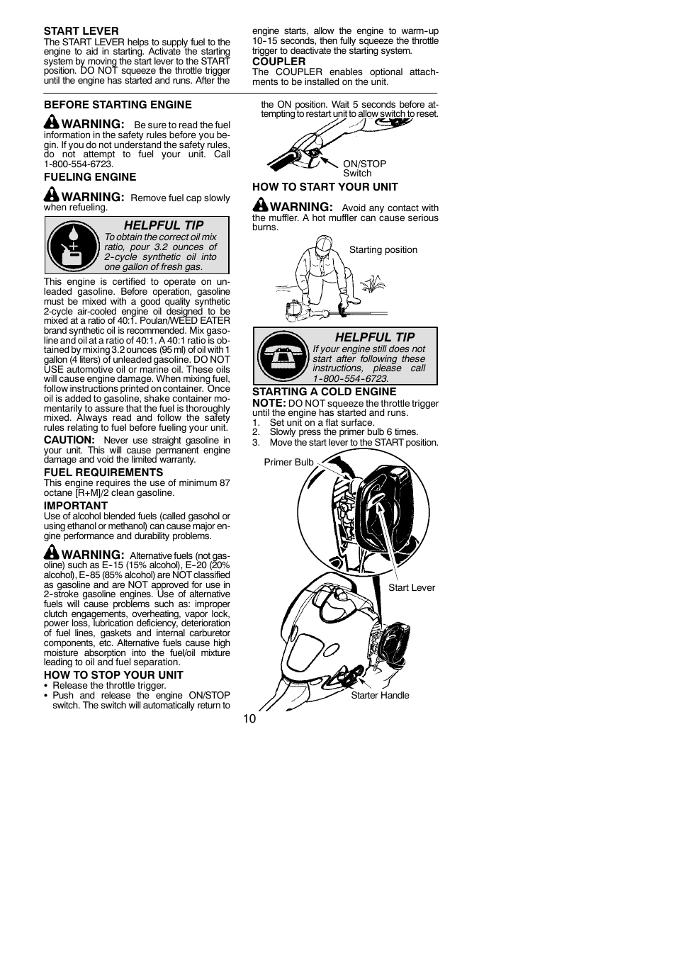 Warning, Helpful tip | Poulan Pro PP125 User Manual | Page 10 / 18