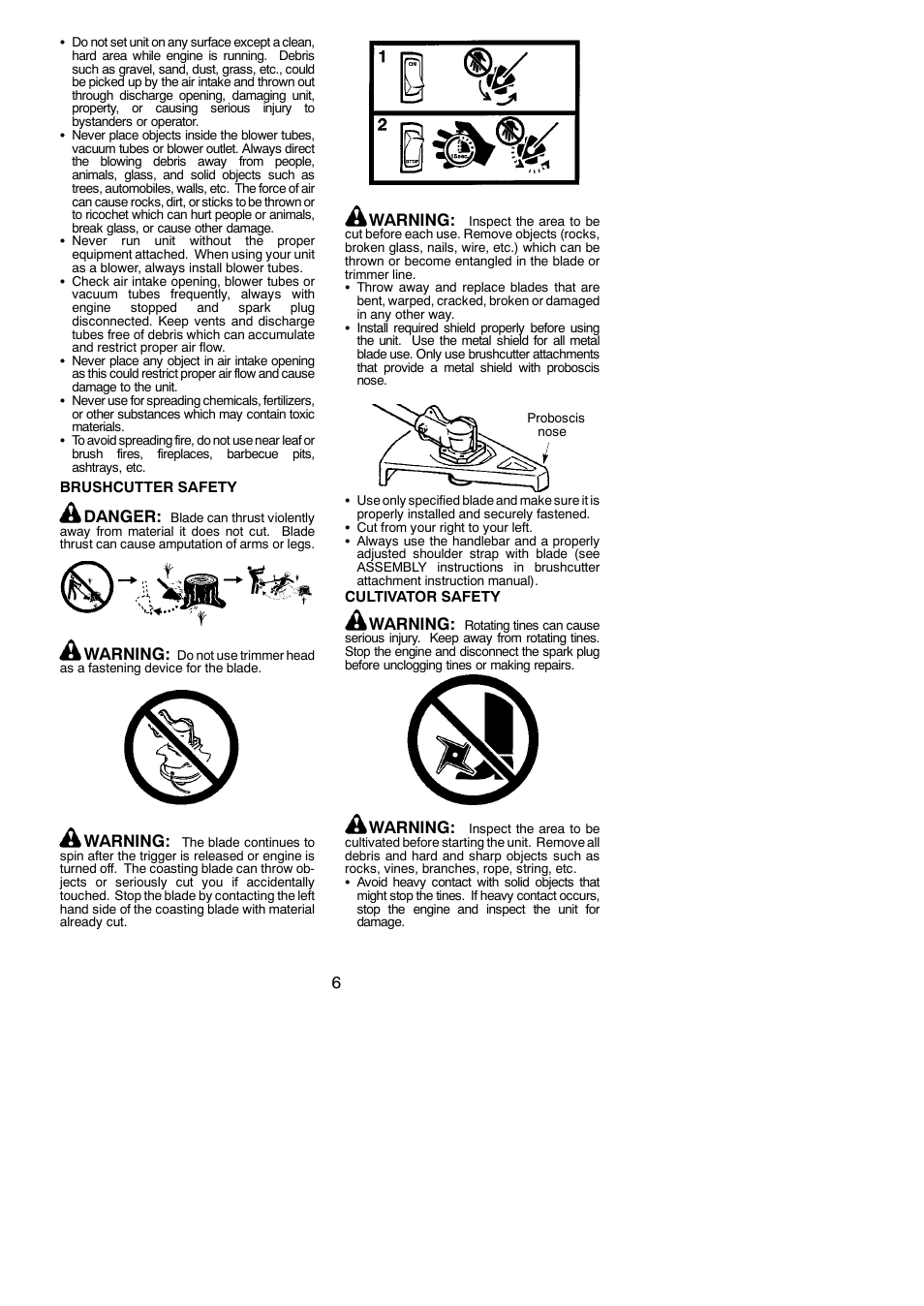 Danger, Warning | Poulan Pro PP125 User Manual | Page 6 / 18
