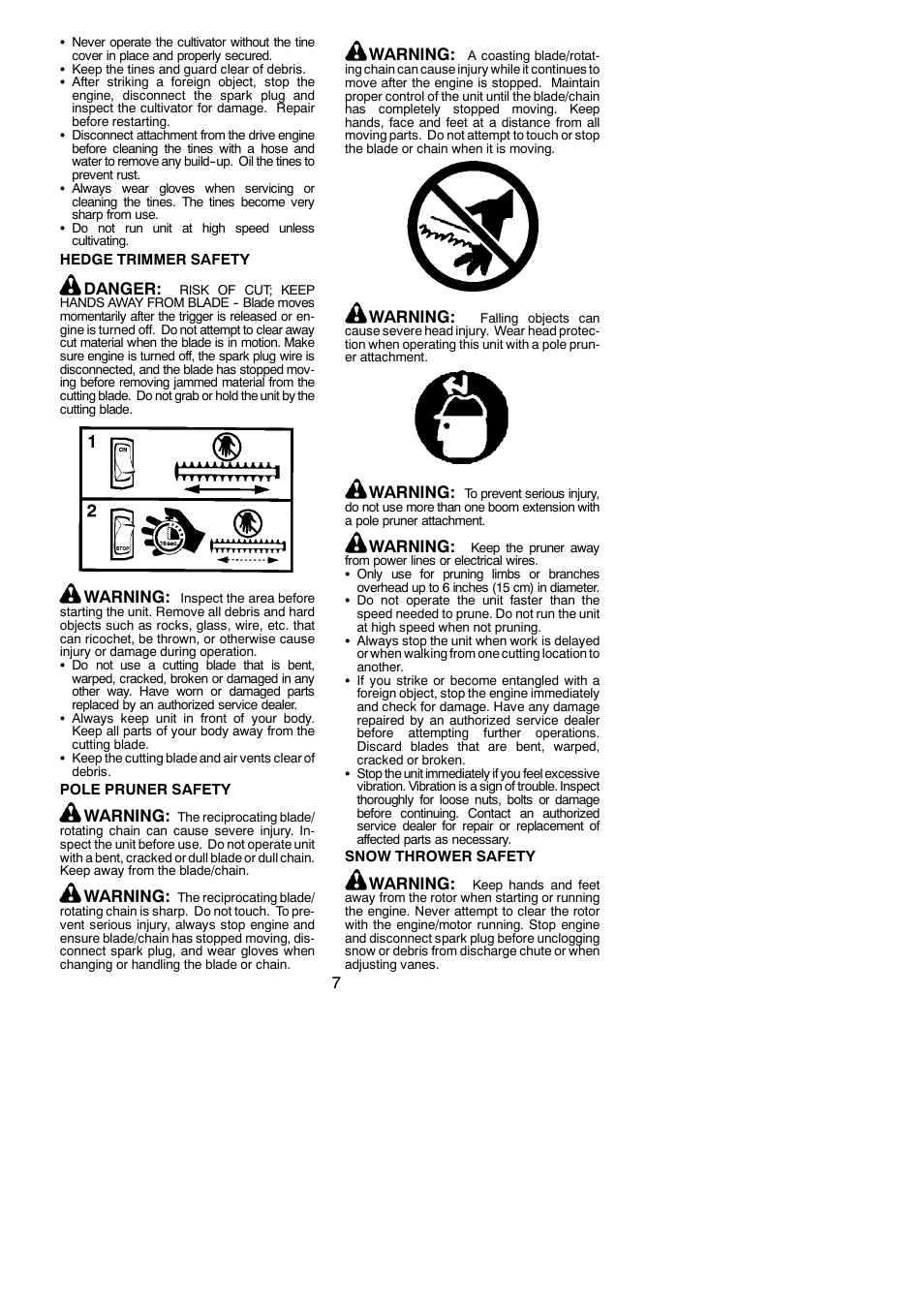 Danger, Warning | Poulan Pro PP125 User Manual | Page 7 / 18