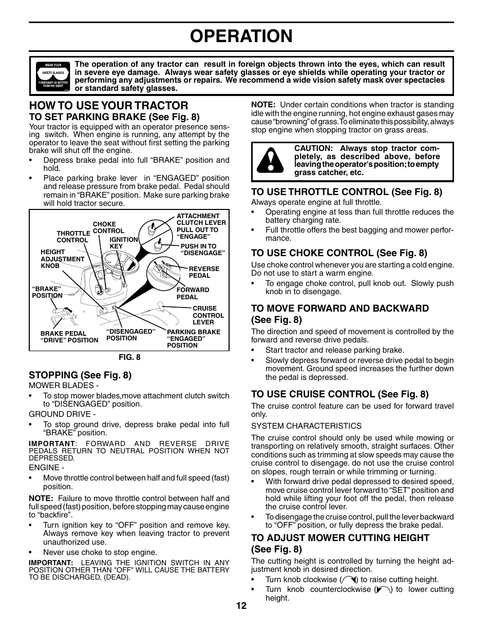 Operation, How to use your tractor | Poulan 187009 User Manual | Page 12 / 48