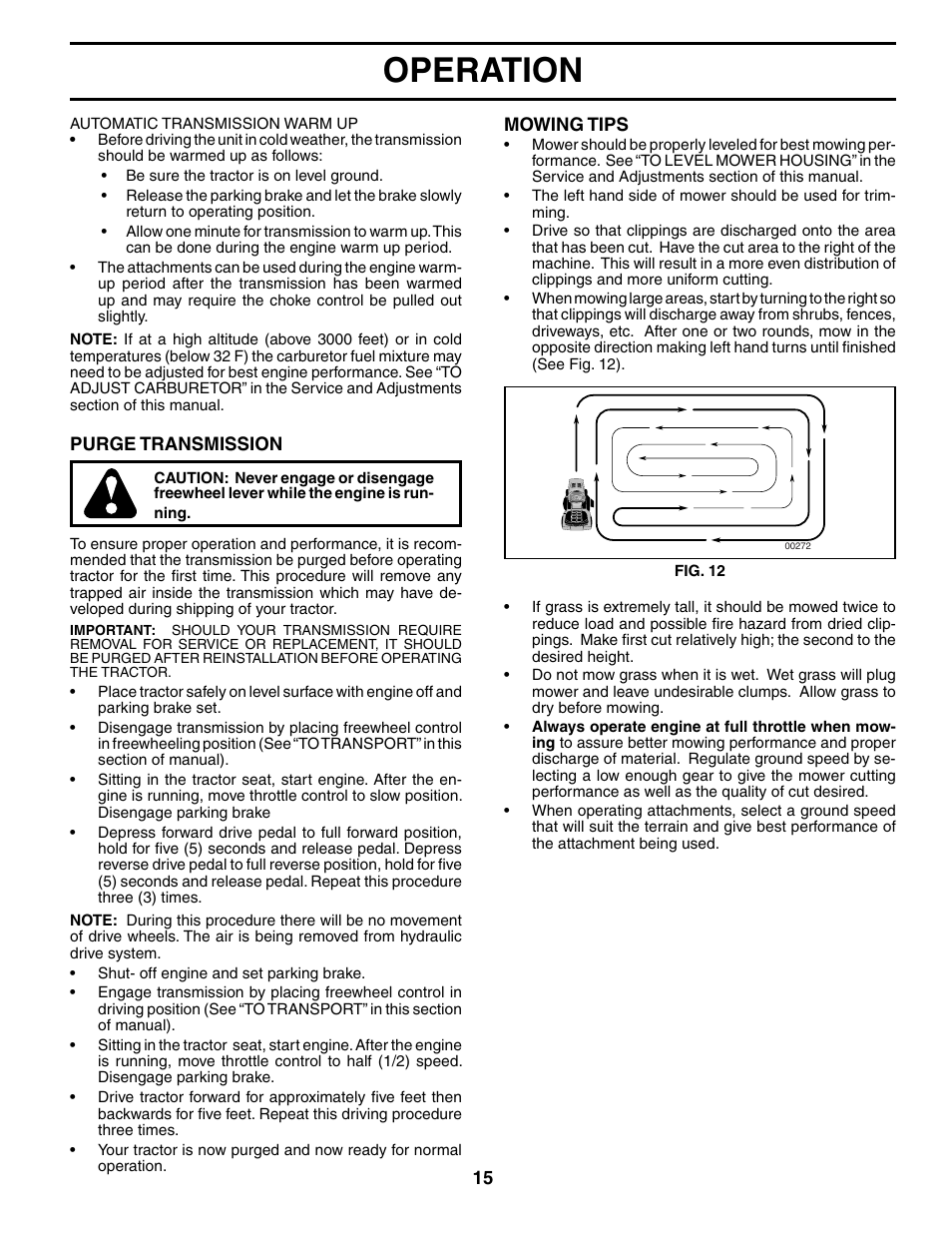 Operation | Poulan 187009 User Manual | Page 15 / 48