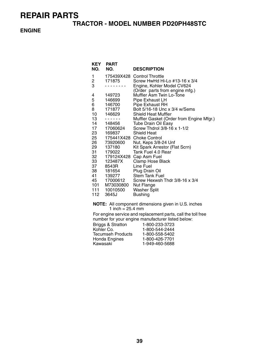 Repair parts | Poulan 187009 User Manual | Page 39 / 48