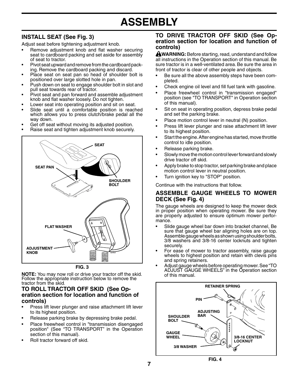 Assembly | Poulan 187009 User Manual | Page 7 / 48
