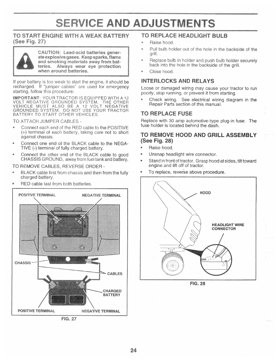 Ro start, Weak battery, Start | Inteai ccks amp rel ays | Poulan 160464 User Manual | Page 24 / 52
