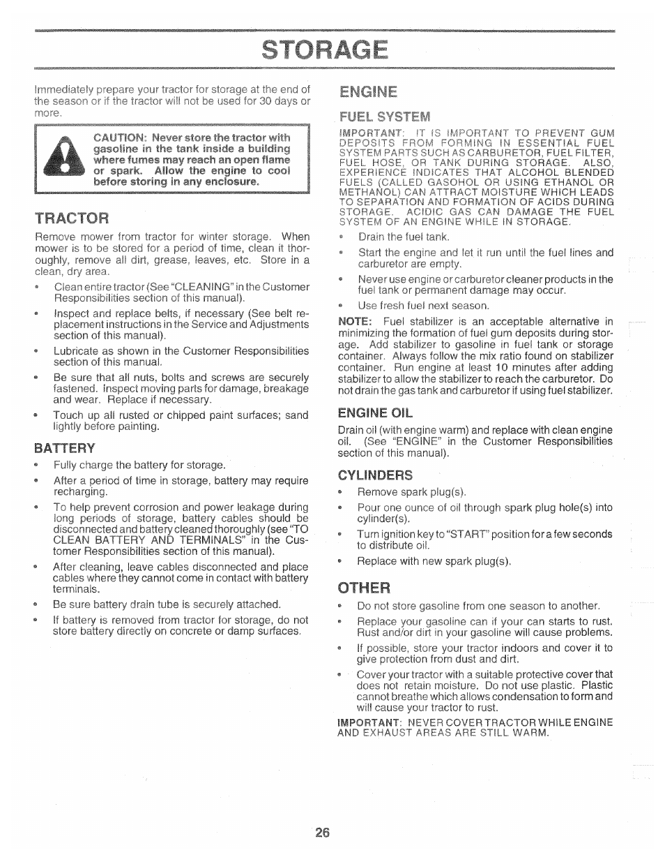 Hai rc^h, Battery, Other | Engine oil, Cylinders | Poulan 160464 User Manual | Page 26 / 52