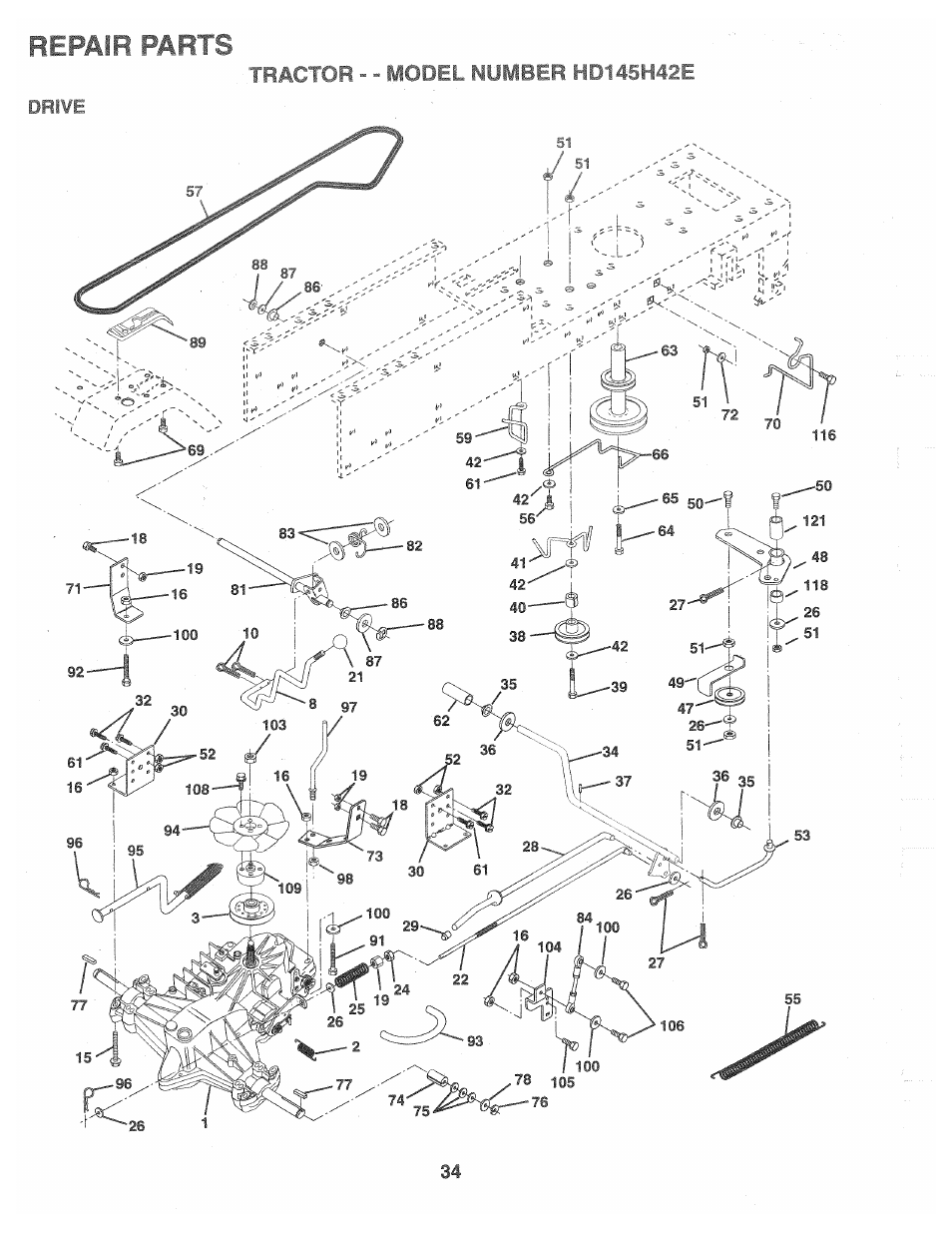 Repair parts | Poulan 160464 User Manual | Page 34 / 52