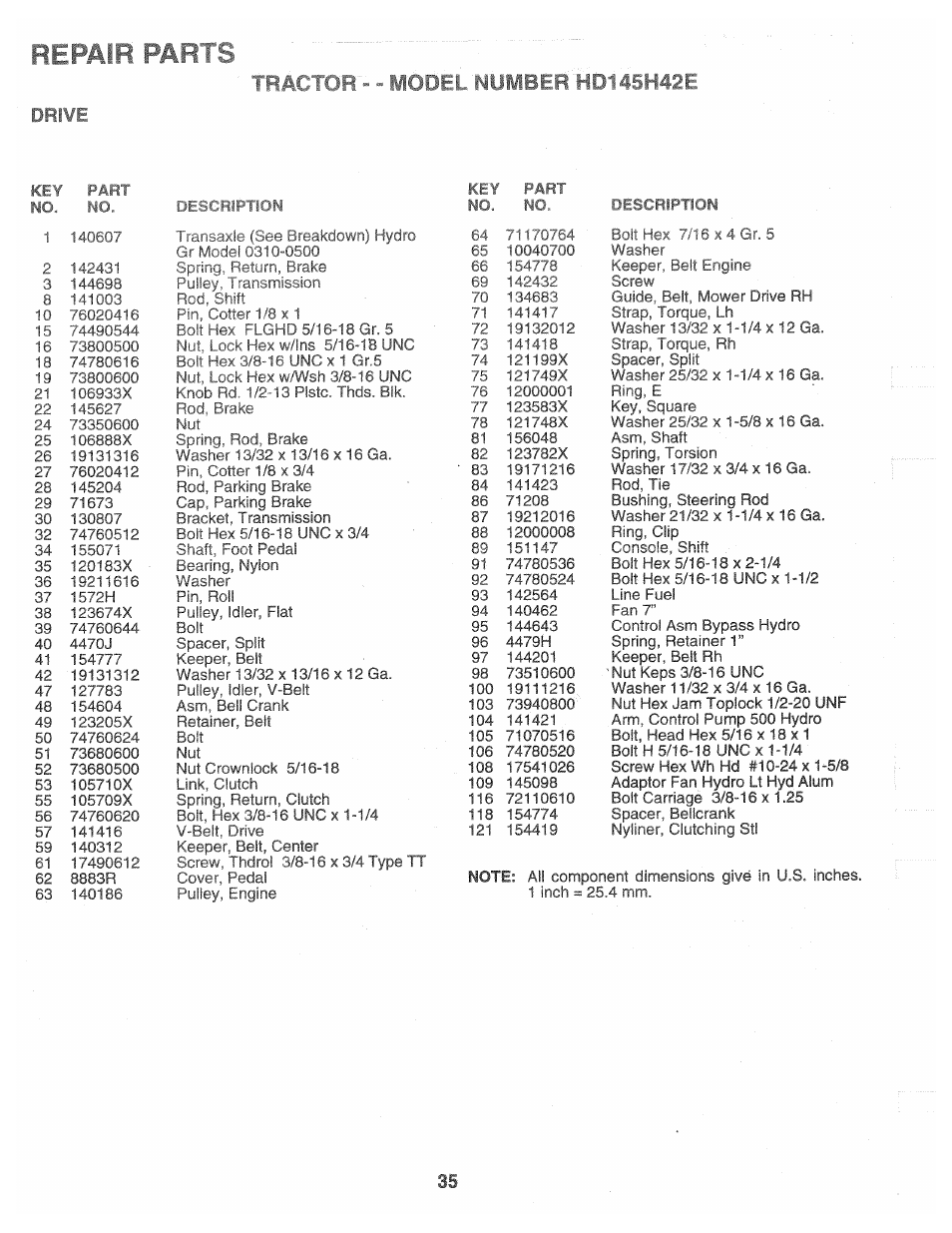 Repair parts | Poulan 160464 User Manual | Page 35 / 52