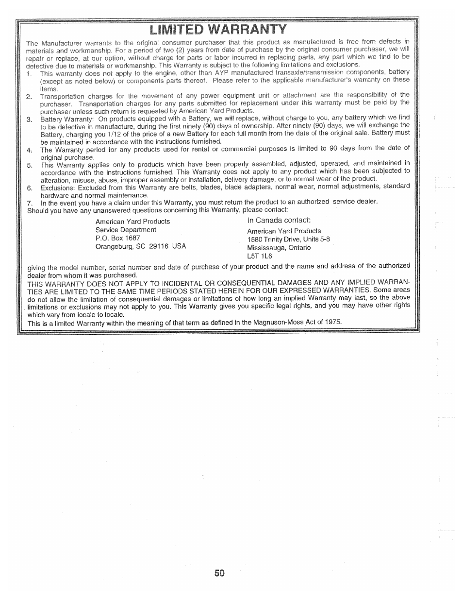 Poulan 160464 User Manual | Page 50 / 52