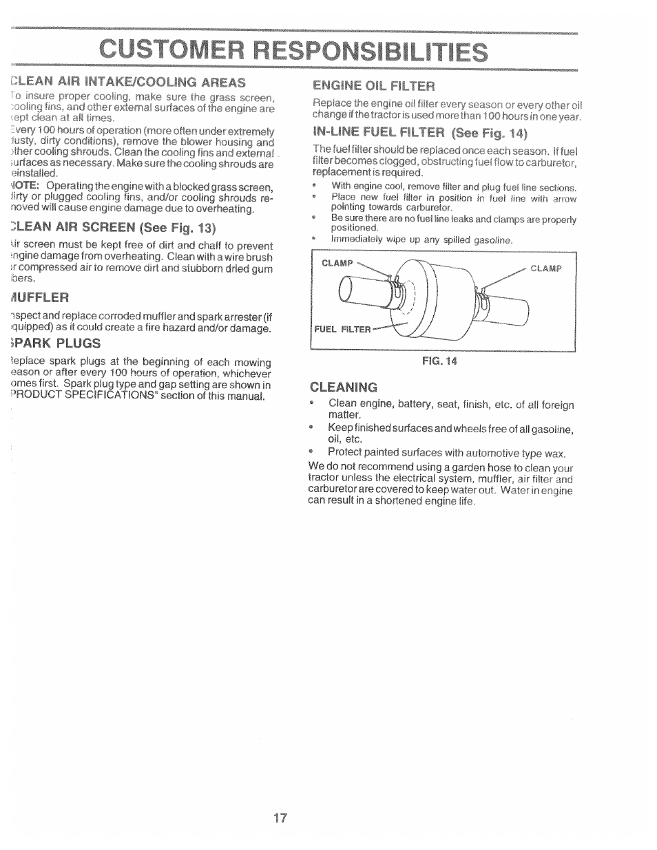 N air intak, Park plugs, Engine oil filtef | Poulan 169553 User Manual | Page 17 / 48