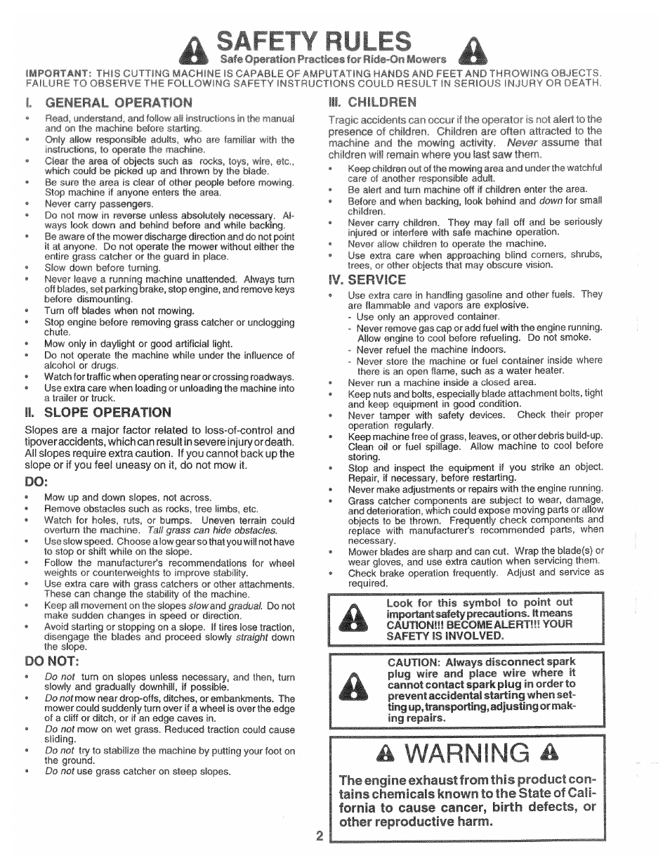 Do not, Safftvhim ts, A warning a | Poulan 169553 User Manual | Page 2 / 48