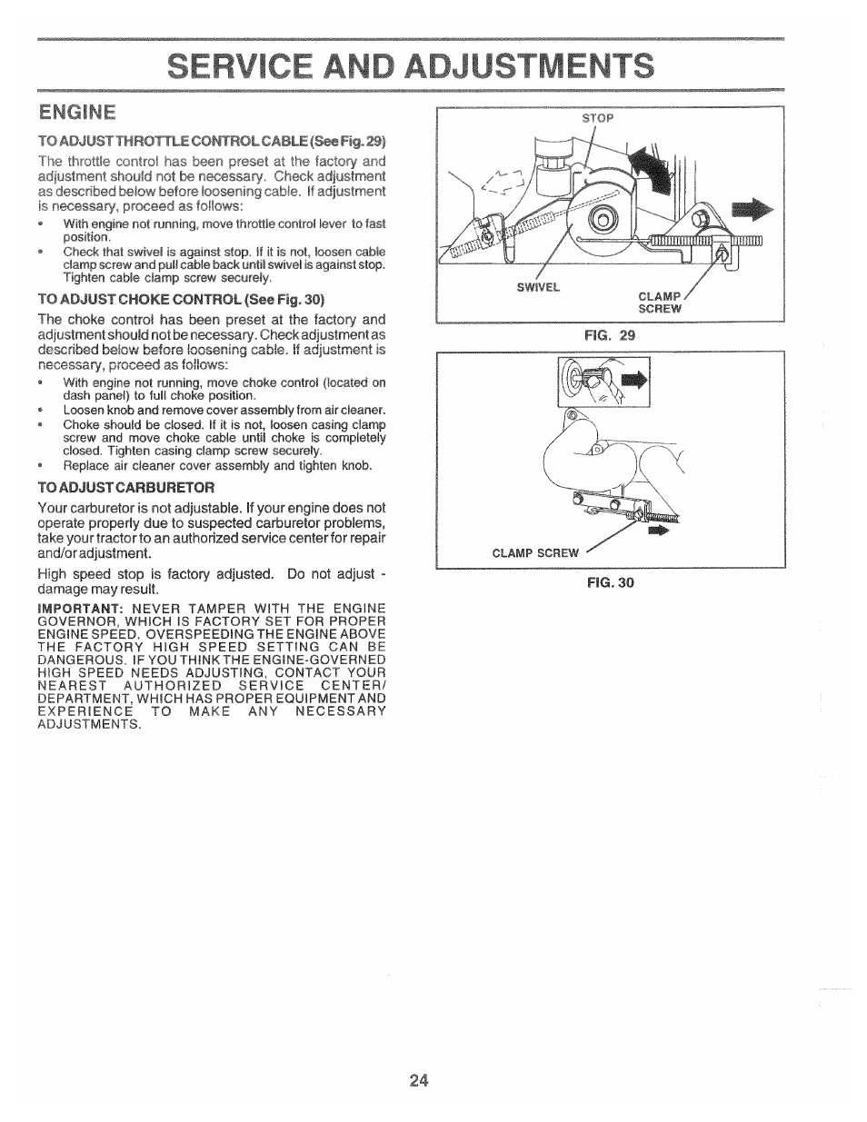 Service and adjustments | Poulan 169553 User Manual | Page 24 / 48