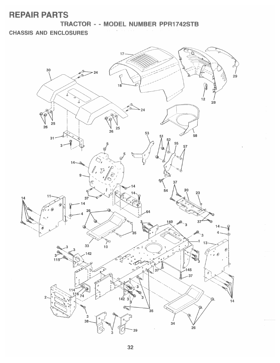 Repair parts | Poulan 169553 User Manual | Page 32 / 48