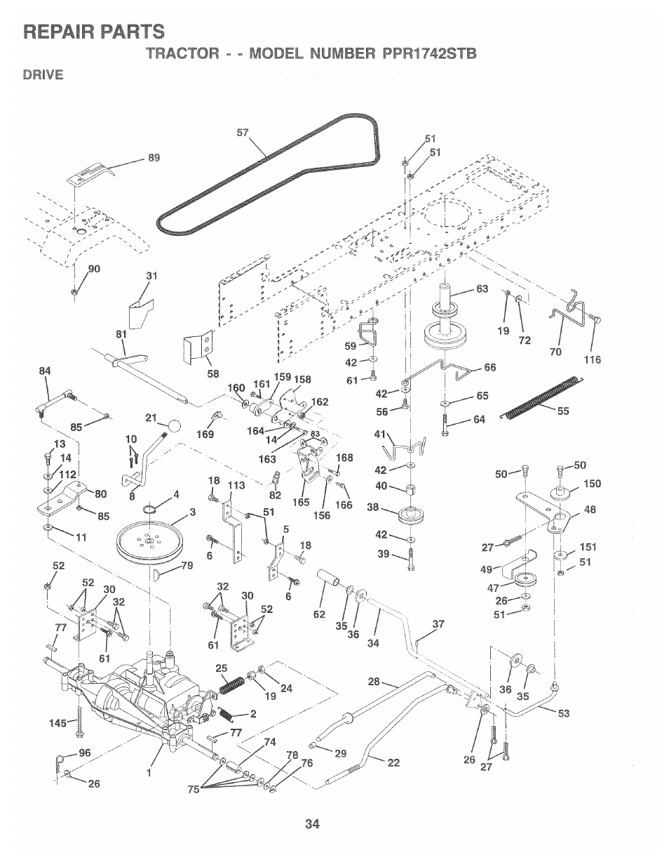 Repair parts | Poulan 169553 User Manual | Page 34 / 48