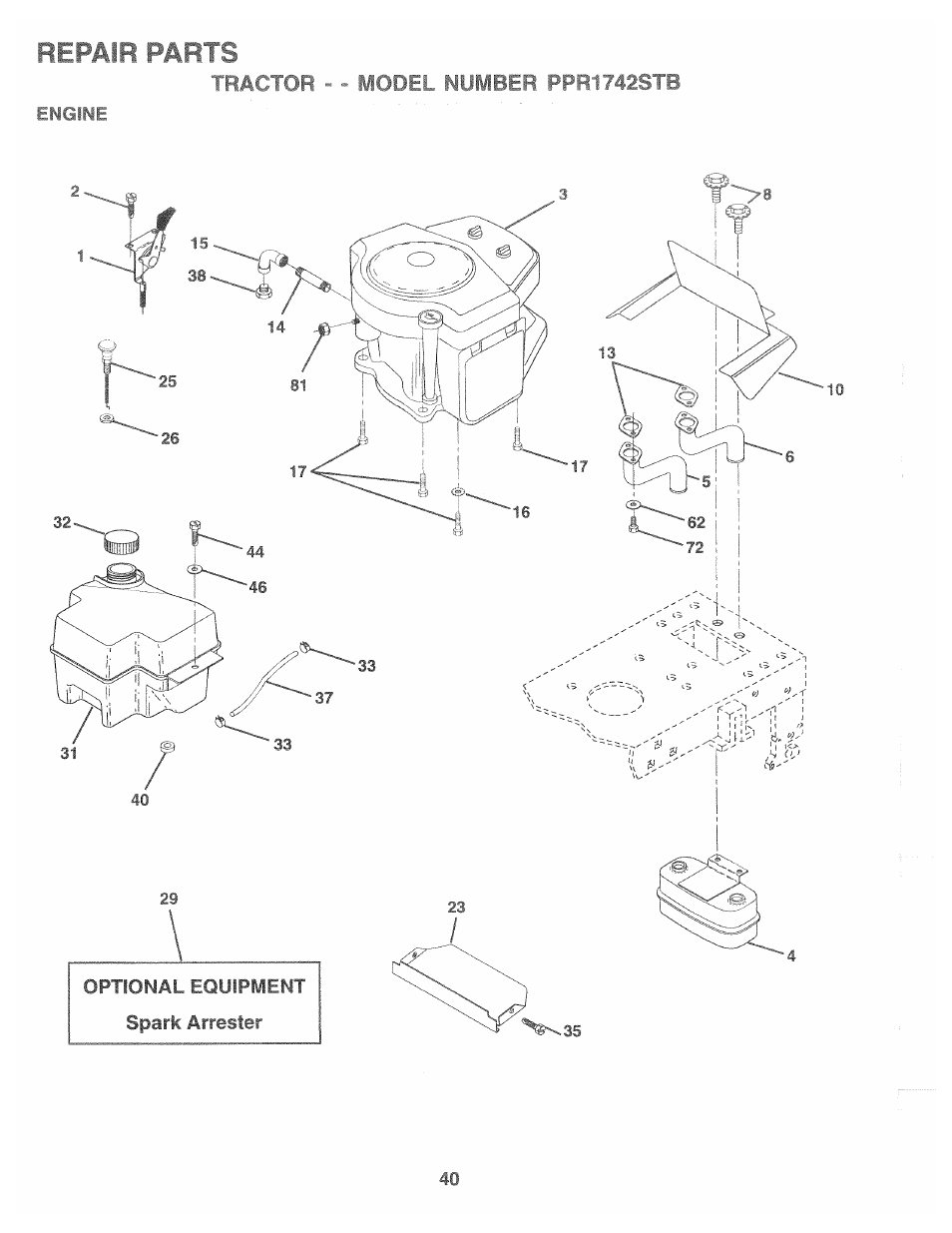 Repair parts | Poulan 169553 User Manual | Page 40 / 48