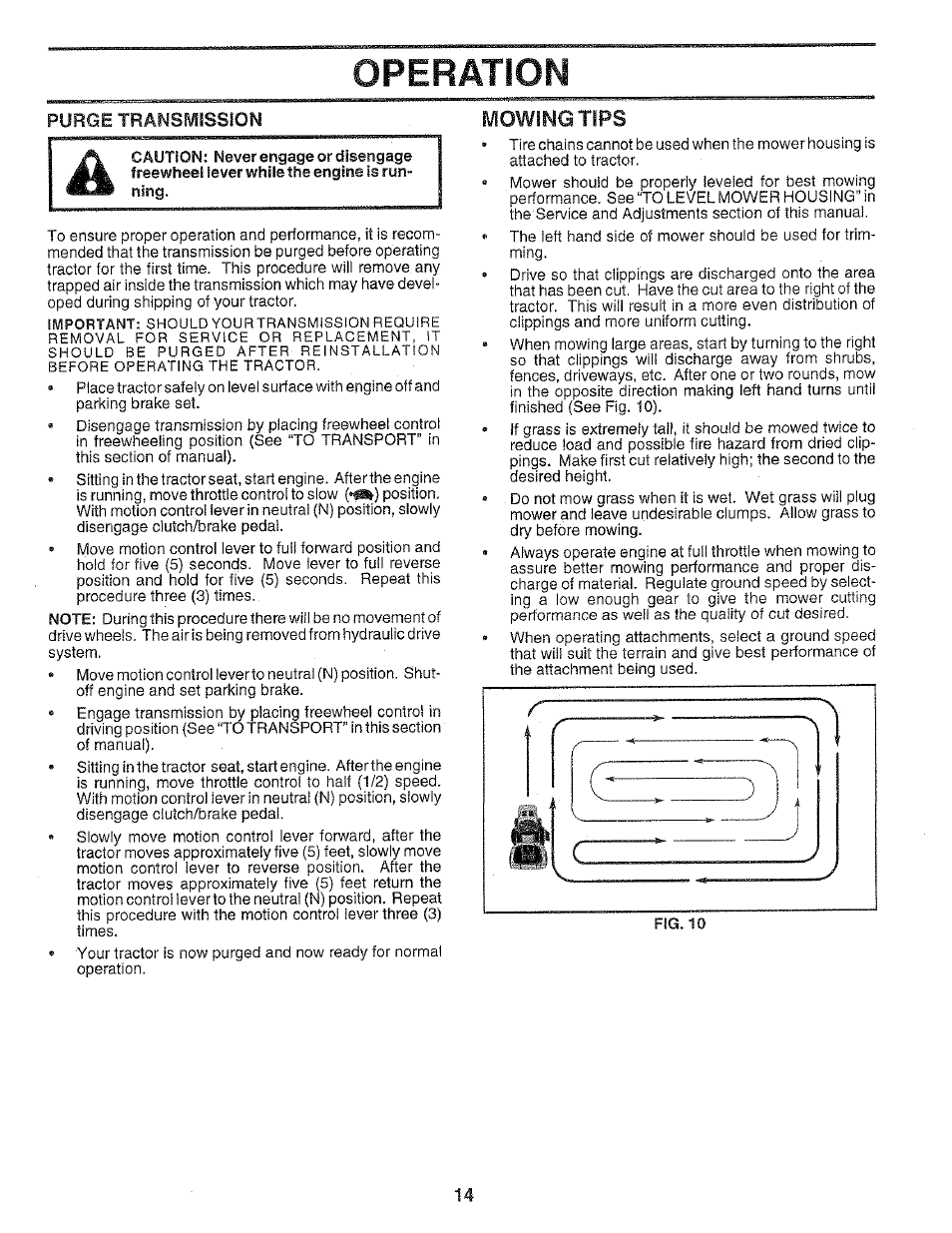 Operation, Yowingtips, Purge transmission | Poulan 159699 User Manual | Page 14 / 46