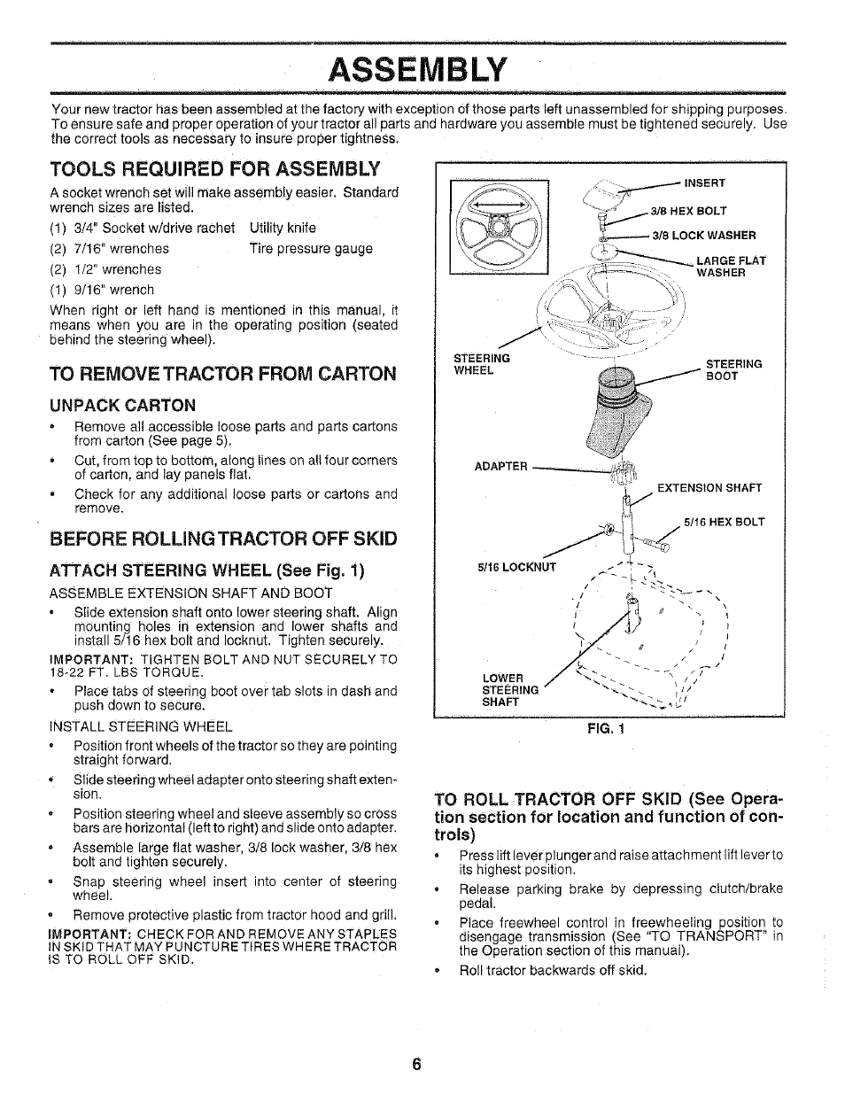 Ass em b ly, Tools required for assembly, Location | Function of con­ trols) | Poulan 159699 User Manual | Page 6 / 46