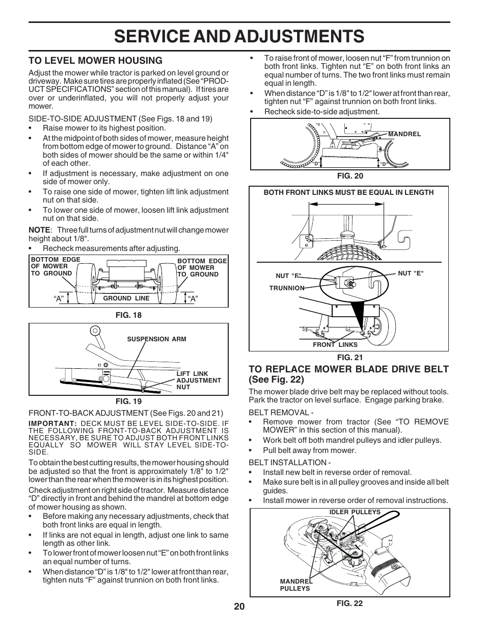 Service and adjustments | Poulan 182705 User Manual | Page 20 / 48