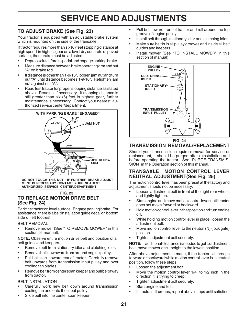 Service and adjustments | Poulan 182705 User Manual | Page 21 / 48