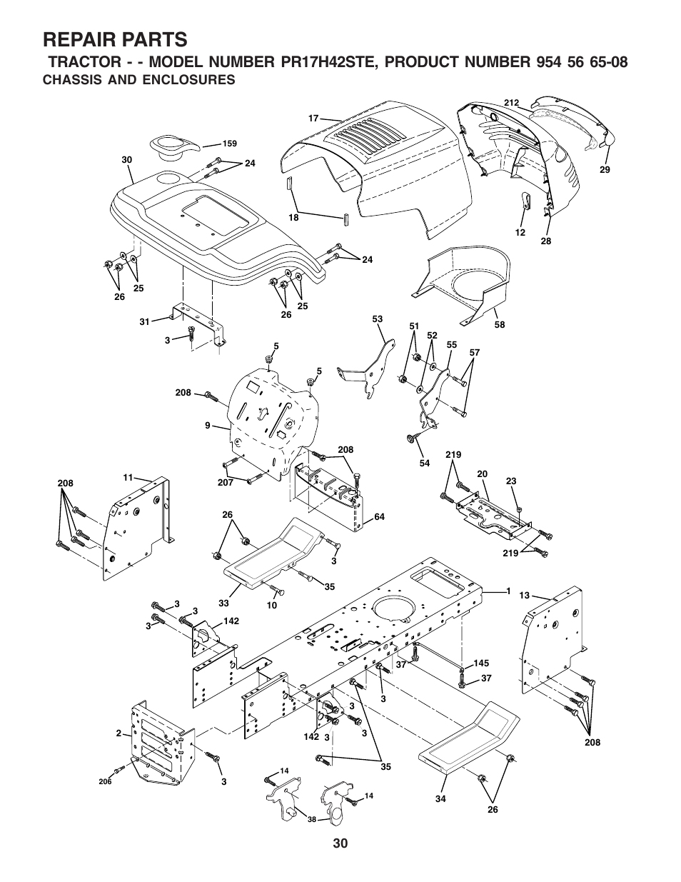 Repair parts, Chassis and enclosures | Poulan 182705 User Manual | Page 30 / 48
